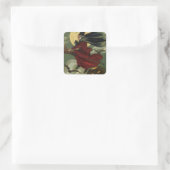 ヴィンテージハロウィン魔女と猫 スクエアシール (バッグ)