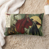 ヴィンテージハロウィン魔女と猫 ランバークッション (ブランケット)