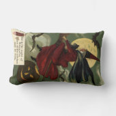 ヴィンテージハロウィン魔女と猫 ランバークッション (正面)