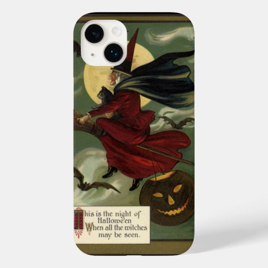 ヴィンテージハロウィン魔女と猫 Case-Mate iPhoneケース (裏面)