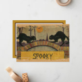 ヴィンテージハロウィン2匹の黒猫 ノートカード (正面/裏面インサイチュ)