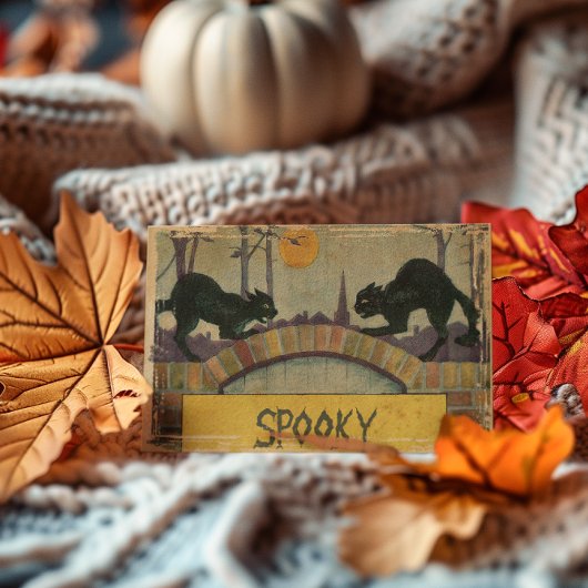 ヴィンテージハロウィン2匹の黒猫 ノートカード