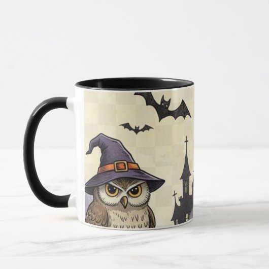 ヴィンテージハロウィン フクロウ カボチャ スケルトン スプーキー マグカップ (左)