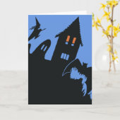 ヴィンテージハロウィン、怖い幽霊のよく出る家、魔女 カード (黄色い花)