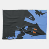 ヴィンテージハロウィン、怖い幽霊のよく出る家、魔女 キッチンタオル (横)