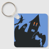 ヴィンテージハロウィン、怖い幽霊のよく出る家、魔女 キーホルダー (正面)