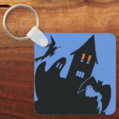 ヴィンテージハロウィン、怖い幽霊のよく出る家、魔女 キーホルダー (正面)