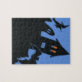 ヴィンテージハロウィン、怖い幽霊のよく出る家、魔女 ジグソーパズル (横)