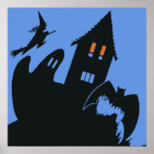 ヴィンテージハロウィン、怖い幽霊のよく出る家、魔女 ポスター (正面)