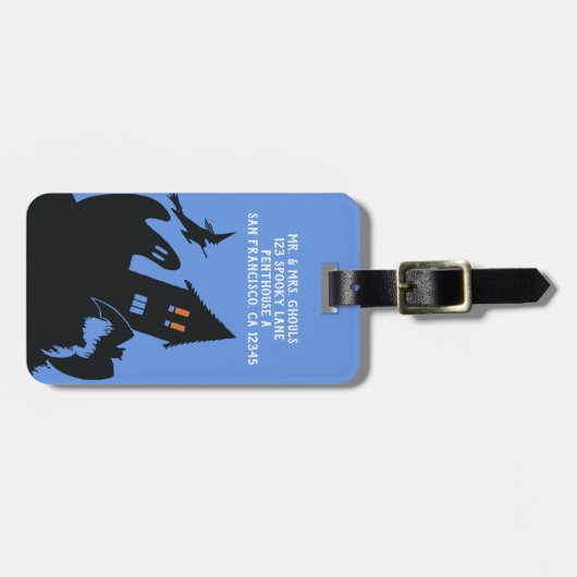 ヴィンテージハロウィン、怖い幽霊のよく出る家、魔女 ラゲッジタグ (正面横)