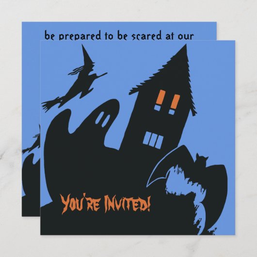 ヴィンテージハロウィン、怖い幽霊のよく出る家、魔女 招待状 (正面/裏面)