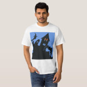 ヴィンテージハロウィン、怖い幽霊のよく出る家、魔女 Tシャツ (正面フル)