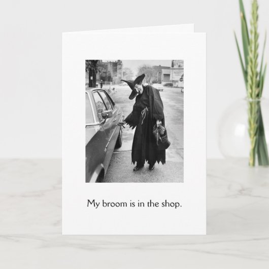 ヴィンテージハロウィン-私のほうきは店にあります、 カード (正面)