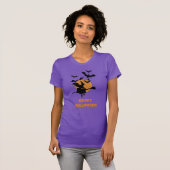 ヴィンテージハロウィン 飛ぶ魔女とコウモリ Tシャツ (正面フル)