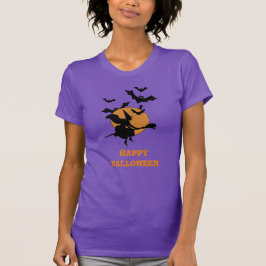 ヴィンテージハロウィン 飛ぶ魔女とコウモリ Tシャツ