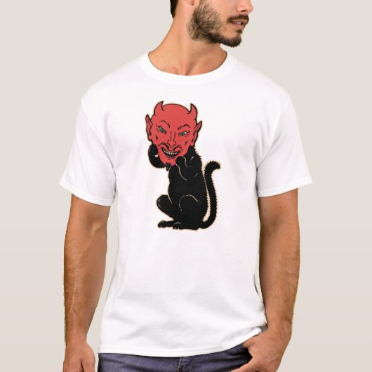 ヴィンテージハロウィン-黒猫の悪魔 Tシャツ (正面)