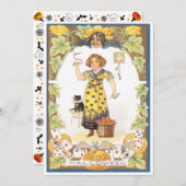 ヴィンテージハロウィーンおもしろいハロウィーン 招待状 (正面/裏面)