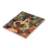 ヴィンテージハロウィーンかわいい魔女ピンナップ タイル (側面)