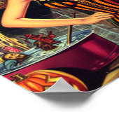 ヴィンテージハロウィーンかわいい魔女ピンナップ ポスター (角)