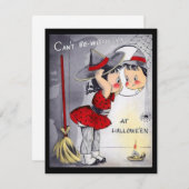 ヴィンテージハロウィーンかわいい魔女 シーズンカード (正面/裏面)