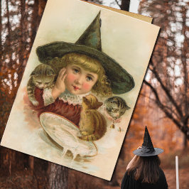 ヴィンテージハロウィーンかわいこちゃん-おもしろい引用文 カード