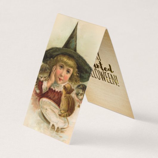 ヴィンテージハロウィーンかわいこちゃん-おもしろい引用文 名刺 (正面)