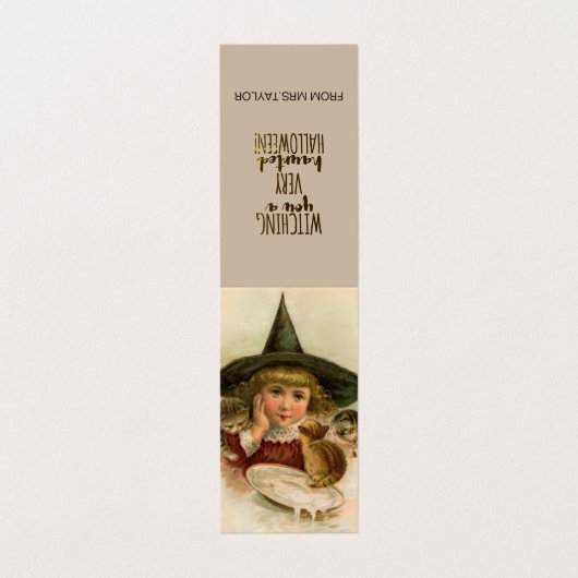 ヴィンテージハロウィーンかわいこちゃん-おもしろい引用文 名刺 (外部フラット)