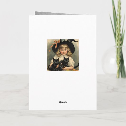 ヴィンテージハロウィーンかわいこちゃんno3 -おもしろい引用文 カード (裏面)