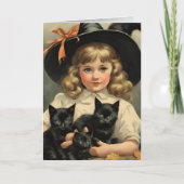 ヴィンテージハロウィーンかわいこちゃんno3 -おもしろい引用文 カード (正面)