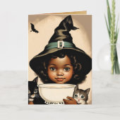 ヴィンテージハロウィーンかわいこちゃんno5 -おもしろい引用文 カード (正面)