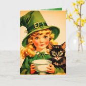 ヴィンテージハロウィーンかわいこちゃんno7 -おもしろい引用文 カード (黄色い花)