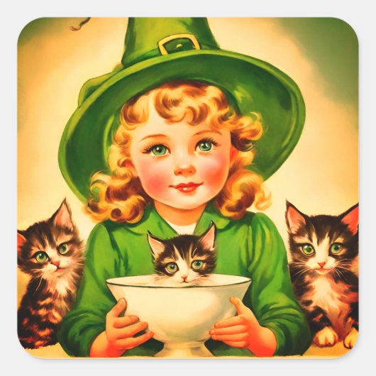 ヴィンテージハロウィーンかわいこちゃんno9 スクエアシール (正面)