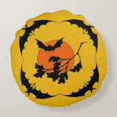 ヴィンテージハロウィーンこうもり&ハーベストムーン ラウンドクッション (裏面)