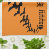 ヴィンテージハロウィーンとこうもりの群飛んでいるれ キッチンタオル (折り畳み)