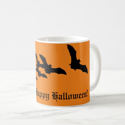 ヴィンテージハロウィーンとこうもりの群飛んでいるれ コーヒーマグカップ (正面右)
