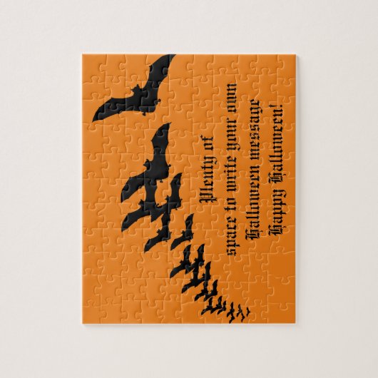 ヴィンテージハロウィーンとこうもりの群飛んでいるれ ジグソーパズル (縦)