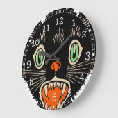 ヴィンテージハロウィーンに怯えた黒猫 ラージ壁時計 (傾斜)