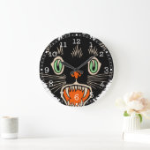 ヴィンテージハロウィーンに怯えた黒猫 ラージ壁時計 (ホーム)