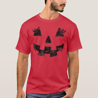 ヴィンテージハロウィーンのカボチャのちょうちんジャコランタンパンプキン顔H Tシャツ