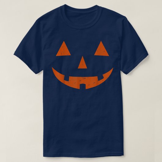 ヴィンテージハロウィーンのカボチャのちょうちんパンプキン顔ジャコランタンH Tシャツ (デザイン正面)
