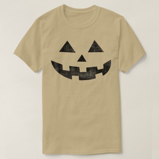 ヴィンテージハロウィーンのカボチャのちょうちんパンプキン顔ハロウィンコスト Tシャツ (デザイン正面)