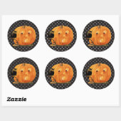 ヴィンテージハロウィーンのカボチャのちょうちん&フクロウ ラウンドシール (シート)