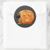 ヴィンテージハロウィーンのカボチャのちょうちん&フクロウ ラウンドシール (バッグ)