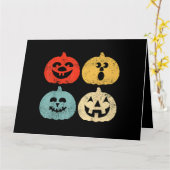 ヴィンテージハロウィーンのカボチャの女性，男性，子供おもしろい, カード (黄色い花)