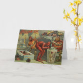 ヴィンテージハロウィーンのグリーティングカード – Devlish Greeting カード (黄色い花)