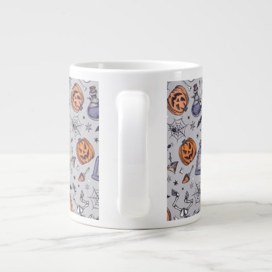 ヴィンテージハロウィーンのスケルトンとポションパターン ジャンボコーヒーマグカップ (裏面)