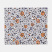 ヴィンテージハロウィーンのスケルトンとポションパターン フリースブランケット (正面(横))