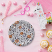 ヴィンテージハロウィーンのスケルトンとポションパターン ペーパープレート (パーティー)