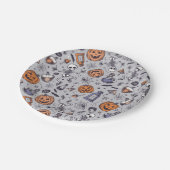 ヴィンテージハロウィーンのスケルトンとポションパターン ペーパープレート (アングル)