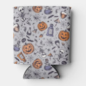 ヴィンテージハロウィーンのスケルトンとポションパターン 缶クーラー (正面)